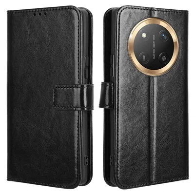 Lederen hoes voor Honor X9c 5G / Magic7 Lite 5G / X60 Pro 5G Crazy Horse textuur telefoonportemonnee - Zwart