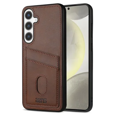 AZNS K1 Series For Samsung Galaxy A36 5G Case Calf Texture Anti-Drop PU+TPU Phone Cover with 2 Card Slot - Coffee