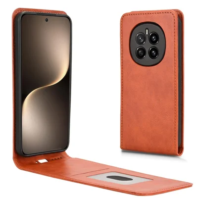 Voor Honor Magic7 5G hoesje met kaartslot magnetisch verticaal klapleer telefoonhoes - Oranje