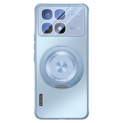 For Xiaomi Redmi K70 Ultra Magnetic Case Kickstand TPU PC Heat Dissipation Phone Cover - Blue