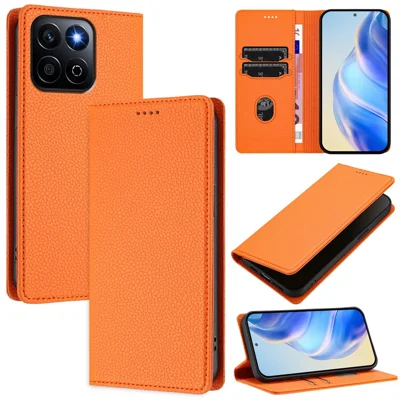For Honor 200 Smart 5G / X7c 5G / Play 60 Plus 5G / X7c 5G / X7c 4G Wallet Case RFID Blocking Litchi Texture Leather Mobile Cover - Orange