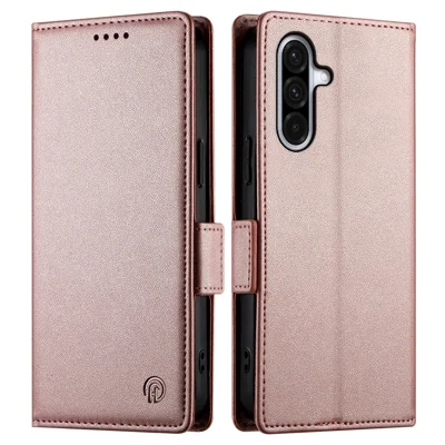DF-010 för Samsung Galaxy A56 5G ställfodral av PU-läder med plånbok, telefonlugg - Rosenbronse