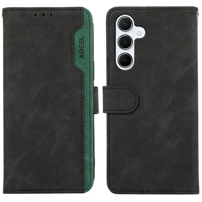 ABEEL For Samsung Galaxy A26 5G Case Color Splicing Leather Flip Phone Cover RFID Blocking - Black