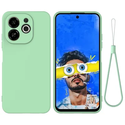 For TECNO Spark 30C 5G  /  Pop 9 5G Case Liquid Silicone Phone Back Cover with Hand Strap - Green