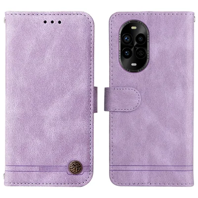 للهاتف Huawei nova 14 Pro 5G / nova 13 Pro 5G، أغطية محفظة جلدية مع غطاء شاشة بنمط لمسة جلد وحامل مع حزام - أرجواني