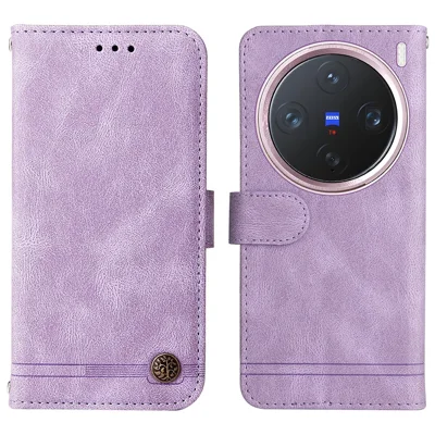 For vivo X200 Pro mini 5G Leather Wallet Cases Skin Touch Phone Cover Stand with Strap - Purple