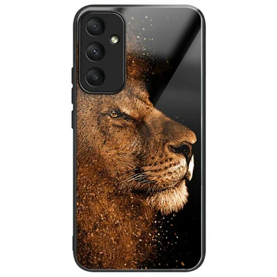 For Samsung Galaxy S25+ Etui i Tempered Glass og TPU, Stødfast med Mønstertryk - Løve med Profil