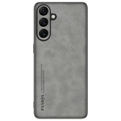 For Samsung Galaxy A16 5G  /  4G Case Suede Leather Texture TPU + PU Phone Back Cover - Grey