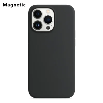 For iPhone 14 Pro Compatible with MagSafe Liquid Silicone Phone Back Cover (No Logo) - Black