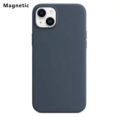 For iPhone 14 Plus Compatible with MagSafe Liquid Silicone Phone Back Cover (No Logo) - Dark Blue