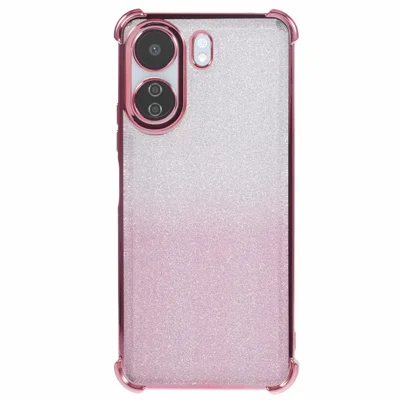 For Xiaomi Redmi 13C 4G / Poco C65 4G Case Glitter TPU Phone Cover Reinforced Corners - Pink