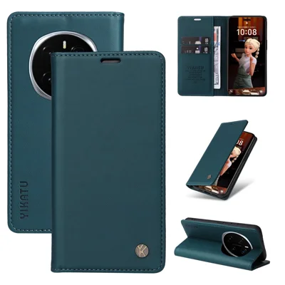 YIKATU For Honor Magic7 Pro 5G Phone Cases  Magnetic Closure PU Leather Mobile Cover - Green