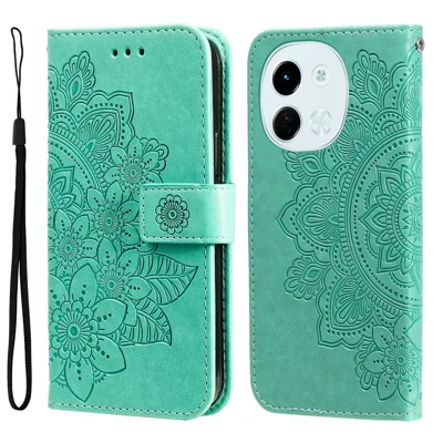 For TECNO Spark 30 5G / Pova 6 Neo 5G Case Floral Pattern PU Leather Wallet Stand Phone Cover - Green