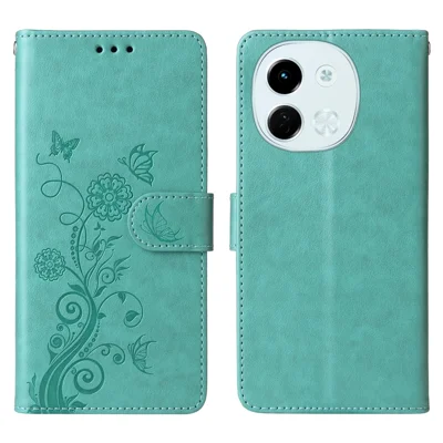 For TECNO Spark 30 5G / Pova 6 Neo 5G Leather Case Butterfly Floral Imprint Wallet Stand Cover - Green