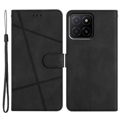 For Honor X5b Plus  /  X5b Case Crazy Horse Texture PU Leather Wallet Stand Phone Cover - Black