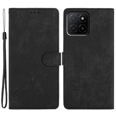 Etui na Honor X5b / X5b Plus z kieszeniami na karty, pokrowiec z naturalnie wyglądającego skóry PU z funkcją podpórki - Czarny