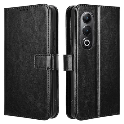 For itel S25 4G Case Crazy Horse Texture PU Leather Phone Wallet Cover - Black