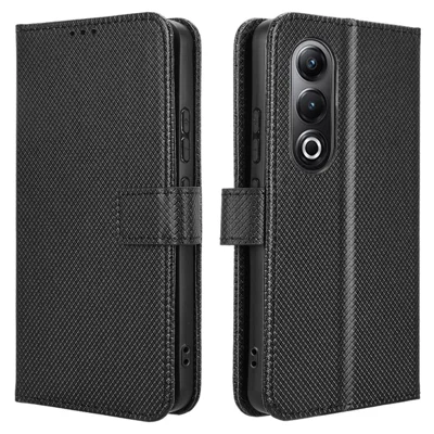 For itel S25 4G Case PU Leather Diamond Texture Wallet Phone Cover - Black