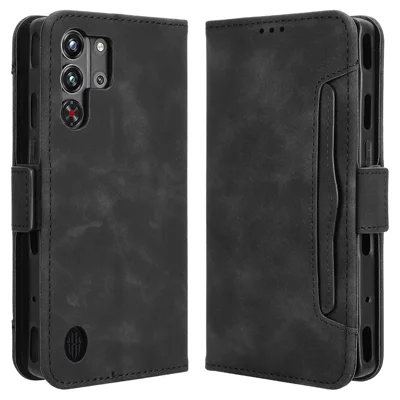 For ZTE nubia Red Magic 10 Pro+ 5G / 10 Pro 5G Leather Case Phone Wallet Cover with Multiple Card Slots - Black