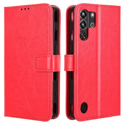 For ZTE nubia RedMagic 10 Pro+ 5G / 10 Pro 5G Case Crazy Horse Texture PU Leather Phone Wallet Cover - Red