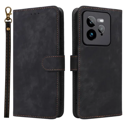For Realme GT 7 Pro 5G Wallet Case RFID Blocking PU Leather Cover Stand View - Black