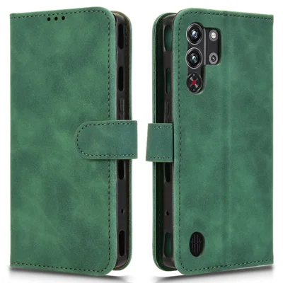For ZTE nubia RedMagic 10 Pro 5G Leather Case Skin-Feel Anti-Drop Wallet Flip Phone Cover - Green