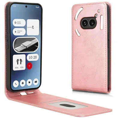 For Nothing Phone (2a) Case with Card Slot Magnetic Vertical Flip Leather Phone Cover - Rose Gold