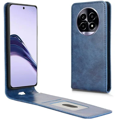 Futerał na Realme 13 Pro 5G (Global) / 13 Pro+ 5G (Global) z kieszenią na kartę, magnetyczny, pionowy, skórzany, ciemnoniebieski