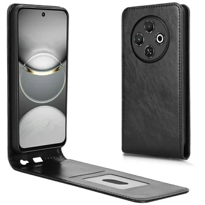 For TECNO Spark 30C 4G Case with Card Slot Magnetic Vertical Flip Leather Phone Cover - Black