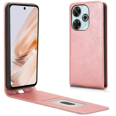Phone Case For Xiaomi Redmi 13 4G / Note 13R 5G / Poco M6 4G Magnetic Vertical Flip Leather Cover with Card Slot - Rose Gold