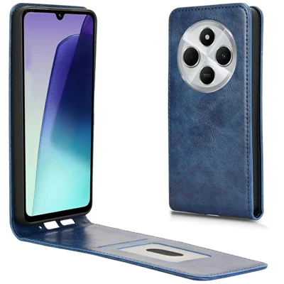 For Xiaomi Redmi 17C 4G / 14C 4G / 14R 5G Case with Card Slot  Magnetic Vertical Flip Leather Phone Cover - Dark Blue