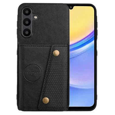 Zwart telefoonhoesje voor Samsung Galaxy A26 5G met kaartslots, standaard en lederen + TPU-beschermhoes