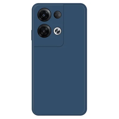 Para Oppo Reno8 Pro 5G (Versão Global) Capa traseira de telefone à prova de quedas com revestimento macio de TPU e extremidade reta, com forro de microfibra - Azul Escuro