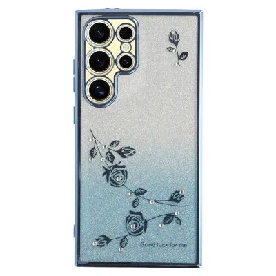 KADEM voor Samsung Galaxy S25 Ultra hoesje Bloem TPU Flexibele Gradiënt Telefoonhoes - Blauw