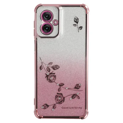 KADEM For Motorola Moto G55 5G Case Flower TPU Flexible Gradient Phone Cover - Rose Gold