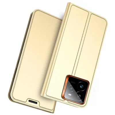 For Realme GT 7 Pro 5G Case PU Leather Phone Cover with Card Holder Stand Magnetic Closure - Gold