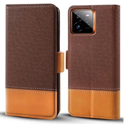 For Realme GT 7 Pro 5G Case Color Splicing PU Leather Wallet Phone Cover - Brown