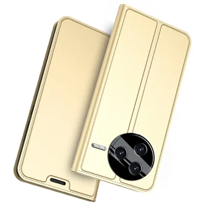 For Xiaomi Poco F7 Pro 5G / Redmi K80 5G Case PU Leather Phone Cover with Card Holder Stand Magnetic Closure - Gold