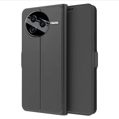 For Xiaomi Poco F7 Pro 5G / Redmi K80 5G Case Shockproof TPU Inner Shell Leather Phone Cover Card Slot - Black