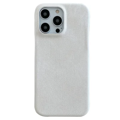 For iPhone 15 Pro Case Jeans Cloth Texture PU Leather + PET Back Cover - White