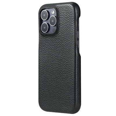 For iPhone 15 Pro Max Case Litchi Texture PU Leather PET Phone Back Cover - Black