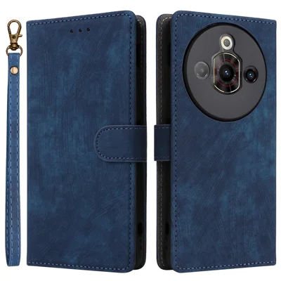 For ZTE nubia Focus Pro Wallet Case RFID Blocking PU Leather Cover Stand View - Blue