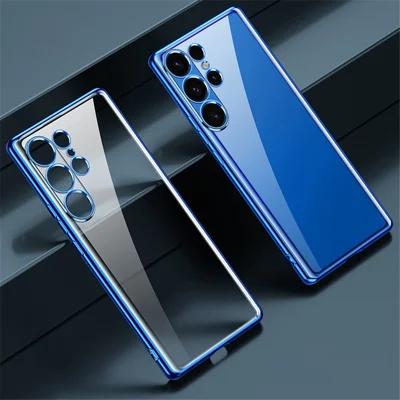 SULADA voor Samsung Galaxy S25 Ultra hoesje ultradun geëlokteerd TPU transparant telefoonhoesje - Blauw