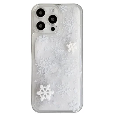 For iPhone 15 Pro Case Sneeuwvlokstijl Vloeibare Quicksand TPU-beschermhoes - Precieze Lensopening