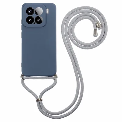 For Xiaomi 15 Crossbody Case Flexible TPU Fiber Lining Anti-Shock Phone Cover - Lavender Grey