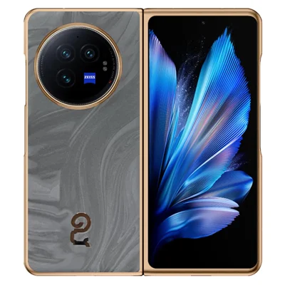 Voor vivo X Fold3 hoesje van PU leer en hard PC, vouwbaar telefoonhoesje - Grijs