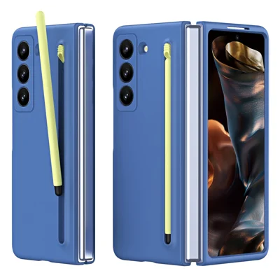 Phone Case with Stylus for Samsung Galaxy Z Fold Special Hard PC Back Cover - Sky Blue