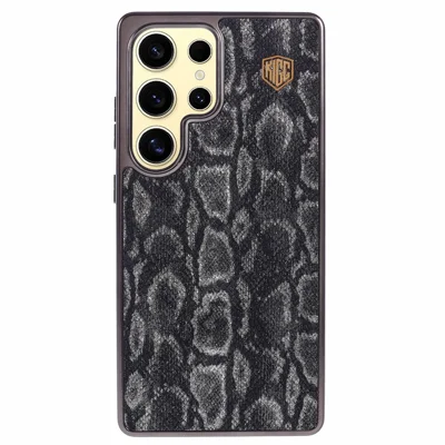 KIGC For Samsung Galaxy S25 Ultra Magnetic Case Hybrid Phone Back Cover Snake Texture - Black