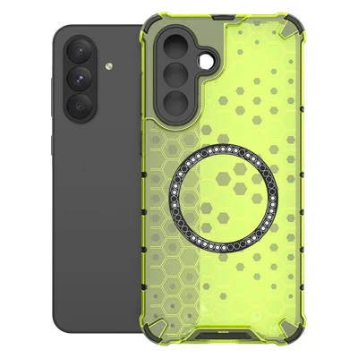 For Samsung Galaxy A26 5G Magnetic Case Honeycomb Design TPU + PC Phone Cover - Green