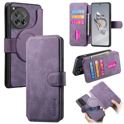 CASENEO For OnePlus 13 Magnetic Case  Detachable Leather Phone Wallet Cover - Purple